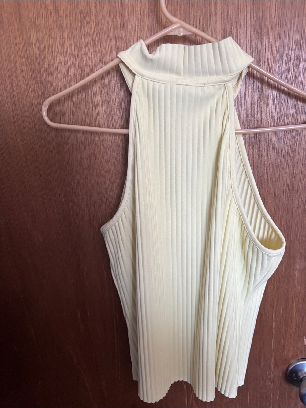 Cream Ribbed Halter Neck top - Picture 2 of 3